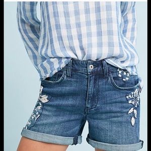 PILCRO EMBROIDERED DENIM SHORTS - Size 27